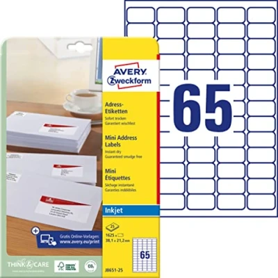 Bild av Avery address labels 1625 pcs. 21.2 x 38.1 mm