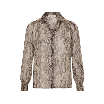Bild av Morgan Longsleeved Snake Print Skjorta, Storlek: 32, Brown