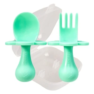 Bild av Grabease Babysked, småbarnssked, babybestick, småbarnsredskap, BPA fri och ftalatfri för spädbarn småbarn, 1 set, mynta