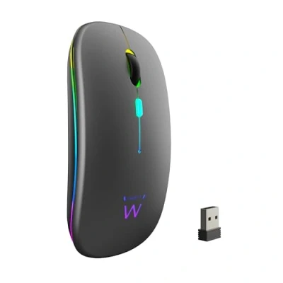 Bild av Ewent Uppladdningsbar trådlös mus med RGB lampor Bluetooth 5,2 och 2,4 GHz justerbar DPI (800/1200/1600) Tysta knappar Kompatibel Windows, Mac, iOS, Android