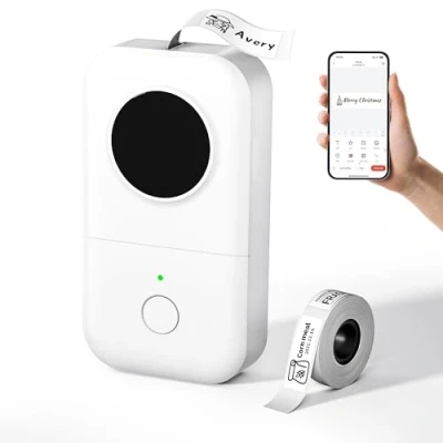 Bild av Phomemo D30 Bärbar etikettskrivare Bluetooth etiketttillverkare Termisk mini etikettmaskin handhållen för hem, kök, skola, kontor, kompatibel med iOS &amp; Android