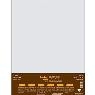Bild av Clairefontaine 93995C förpackning (med 5 ark kartong, 50 x 65 cm, 3 mm, 1950 g, perfekt för modelltillverkning, lätt och slät, 100% återvunna) pack grå