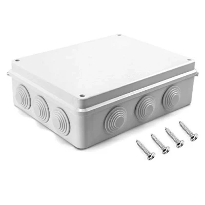 Bild av QWORK® Elektrisk kopplingsbox, vattentät dammtät IP65 ABS plast universellt elektriskt projekt, vit, 255 x 200 80 mm (10 7,9 3,1 tum)