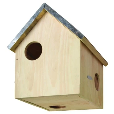 Bild av Esschert Design Fodringshus, foderstation för ekorrar med metalltak, tre ingångar, ca 25,3 cm x 26,3 29