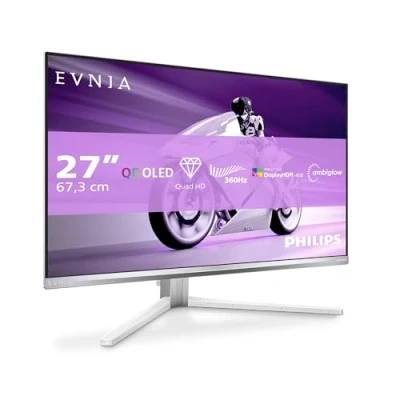 Bild av Philips Evnia 27M2N8500AM 27 tum OLED QHD spelmonitor 360 Hz, 0,03 ms, HDR400, FreeSync. Prem., G Sync komposition. (2560x1440, 2X HDMI 2.1, 1x DP 1.4, USB hub) vit