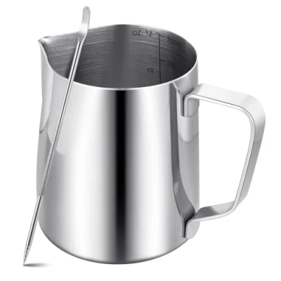 Bild av LifHap Mjölkskummare kanna kaffemaskin 350 ml/12 oz 304 rostfritt stål mjölkkanna, metall barista tillbehör cappuccino latte och espresso, diskmaskinssäker