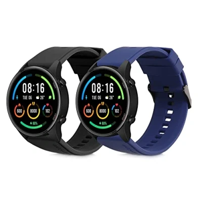 Bild av kwmobile remmar kompatibla med Xiaomi Mi Watch Color Sport/S1 aktiva 2 x ersättande klockarmband i silikon, Large, TPU; silikon