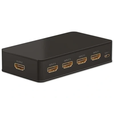Bild av goobay 58489 HDMI omkopplare 4 till 1/HDMI distributör stöder upplösningar upp 4K@60 Hz/anslutning från 4x källenheter 1x utmatningsenhet som, TV, PS5, Xbox