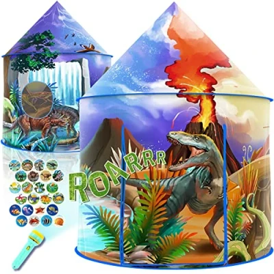 Bild av Lektält för barn, dinotält flickor och pojkar, popup speltält realistisk dinosaurie design, bärbar barn utomhus inomhus, trädgård lekleksak present till