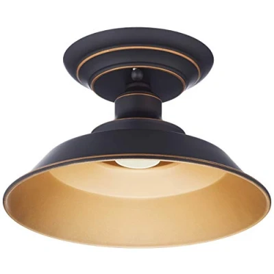 Bild av Westinghouse Lighting 63701 Iron Hill 22 cm, enljus inomhus halvspolad montering takarmatur, oljegnuggad bronsfinish med höjdpunkter