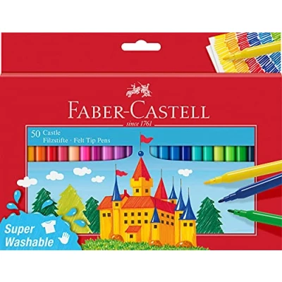 Bild av Faber Castell 554204 filtpennor set castle, 50 kartongfodral, tvättbara