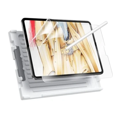 Bild av ESR Paper Feel skyddsfolie kompatibel med iPad Pro 12,9 tum (2022/2021/2020/2018), papperskänsla, tunn och respons, praktisk orienteringsbricka, repskydd, matt folie, 2 stycken