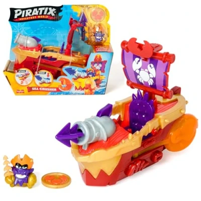 Bild av Piratix ADVENTURE WORLD Sea Crusher krabba piratskepp, inklusive 1 piratbåt, x exklusiv, exklusiv skatt, tillbehör, fat och projektil