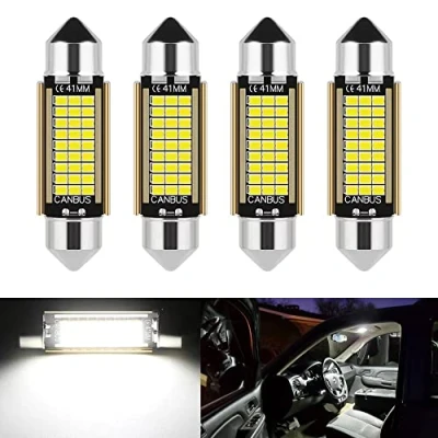 Bild av 4 st C5 W LED Festoon glödlampor 41 mm 42 Canbus 12 V 6 000 K superlysande vit för bilinteriörbelysning och registreringsskyltslampor utan fel ingen polaritet