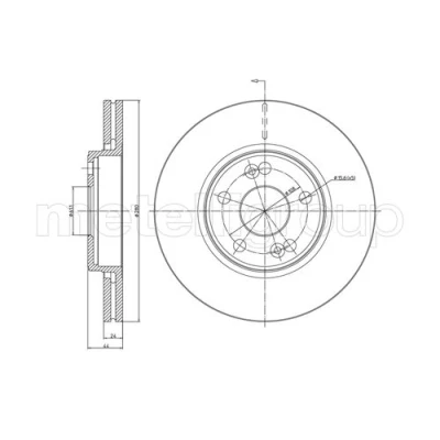 Bild av METELLI 23 0533 Disque de frein 280,0 24,0 5 61,0 ventilé RENAULT: ESPACE 3, Scénic 1, LAGUNA 1