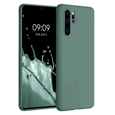 Bild av kwmobile fodral kompatibelt med Huawei P30 Pro mjukt TPU silikonfodral skydd lämpligt för trådlös laddning grangrön