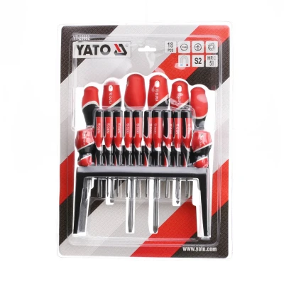 Bild av YATO YT 25982 Kit de tournevis 18 dans support plastique