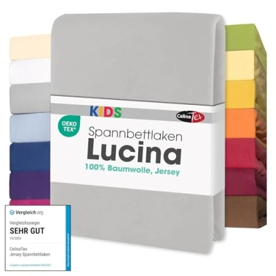 Bild av CelinaTex Lucina Baby barn dra på lakan babysäng barnsäng bomull 3 set 60 x 120 70 140 cm silvergrå