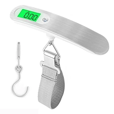 Bild av AiQInu bagagevåg för resväska, högsta värde 50 kg/110 lb digital bagagevåg, med krok och LCD skärm (vit)
