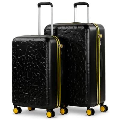 Bild av Lois uppsättning av 2 styva resväskor 4 dubbla hjul. abs.tsa hänglås. resistent och lätt bagage. medium stort., Svart