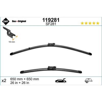 Bild av Balai d&#039;essuie glace Swf Visioflex 119281 avant Sans Cadre PEUGEOT: 508 I SW, Berline, RCZ Coupe, OPEL: Astra J 5 portes