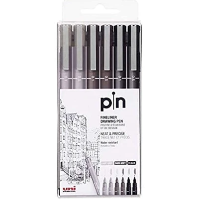 Bild av Uni pin 6 stk etui black/grey