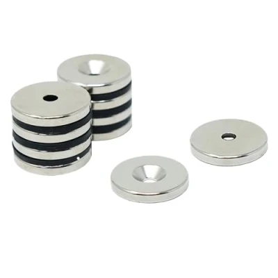 Bild av N42 Neodymmagnet för konst, hantverk, modelltillverkning, gör det själv, hobbyer, kontor och hem 20 mm diameter x 3 tjock 3,6 försänkt hål 4,5 kg drag norr paket med 2