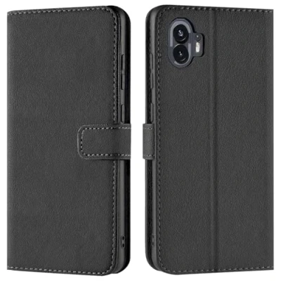 Bild av Verco mobiltelefonfodral för Nothing Phone 2 fodral, bokväska flipfodral (2) fodral [kortplatta/stativfunktion], svart