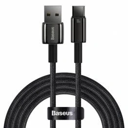 Bild av Baseus Tungsten Gold härdad vävd USB till C kabel 1m Svart