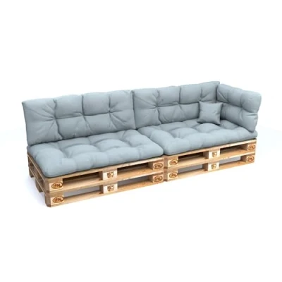 Bild av POKAR pallkuddar, set om 6 med vacker quiltning, stöd: 2x sittdynor 120x80cm + ryggdynor 120x40cm 1x sidokuddar 60x40cm kudde 40x40cm, pallsoffa, utan pallar, blå