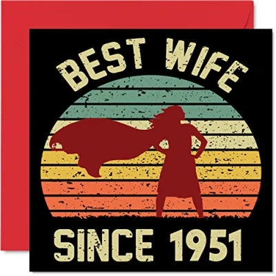 Bild av 73:e jubileumskort för fru från make Best Wife Since 1951 &#039;I Love You&#039; presenter, grattis på bröllopsjubileumskort partner, 145 mm x gratulationskort till sjuttiotredje årsdagar