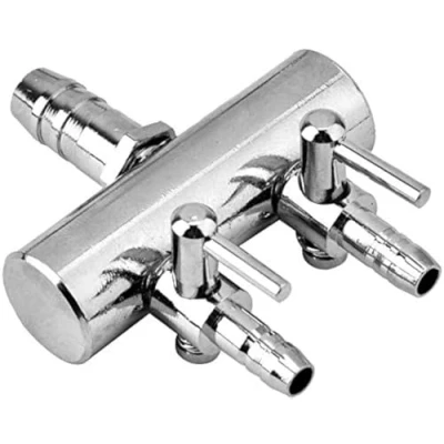 Bild av Akvarieluftfördelare luftflödesregulator backventil akvarieluftkontrollventil i rostfritt stål luftavstängningsventil akvarieluftpumptillbehör för 4/8 mm slangluftpump (2 sätt)