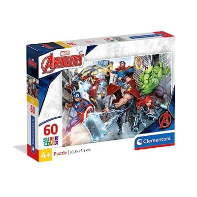 Bild av Clementoni 26112 Supercolor Puzzle Marvel The Avengers 60 bitar Tillverkad i Italien, barnpussel 5 år, tecknat pussel, superhjältepussel