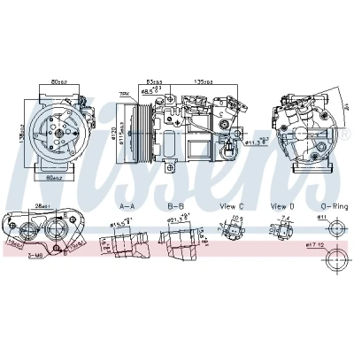 Bild av NISSENS 891017 Compresseur De Climatisation 6SBH14C R 134a RENAULT: SCENIC 3, GRAND Kadjar, NISSAN: Qashqai 2