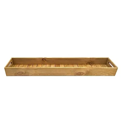 Bild av Spetebo XXL dekorativ bricka i trä 95 x 18 cm serveringsbricka extra lång med handtag ljusbricka, serveringsskål, bord, dekoration, servering, ljus, bräda, jul