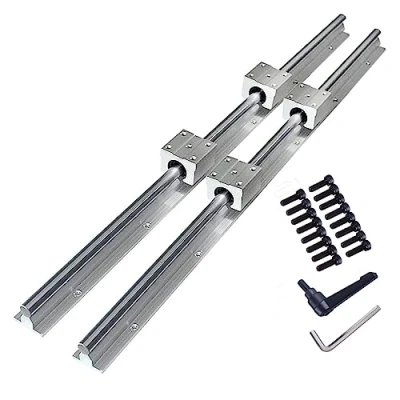 Bild av GooEquip 2 stycken linjära skenor SBR12 300/800 mm linjärlager glidsats med styrskenor och 4 SBR12UU lagerblock, set för svarvmaskiner (SBR12 300 mm)