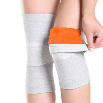 Bild av 1 par tjocka knävärmare med varmt foder elastiskt knäbandage knäskydd termisk knäortos knä manschett artrit smärtlindring för ledvärk kvinnor män