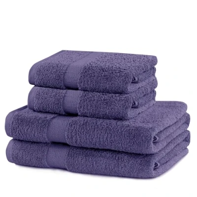 Bild av DecoKing Set om 4 bomullskvalitet 525 g/m² 2 handdukar 50 x 100 cm och badhanddukar 70 140 lila absorberande marina