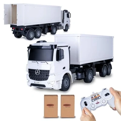 Bild av JAMARA 405148 lastbil Mercedes Benz Arocs 1: 20 2,4 GHz 2 hastigheter, ca 6 km/h, upp till 30 min. Körglädje, upphängning kan anslutas och tas bort med fjärrkontroll, avtagbara behållare som