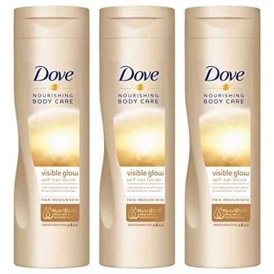 Bild av 3 x Dove självbrun och närande kroppslotion för ljus normal hud 250 ml vardera