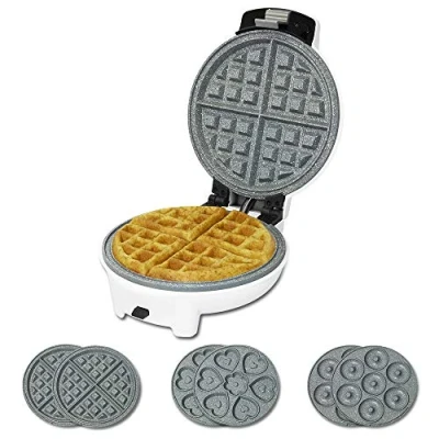 Bild av Cecotec Våffeljärn rolig gofrestone.RockStone non stick beläggning, 3 utbytbara plattor (våfflor, saloonger, muffins) diskmaskinssäker, 700 W.