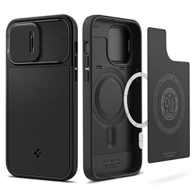 Bild av Spigen för iPhone 14 Pro Max Skal Optik Armor MagFit Case Kompatibel med MagSafe Zwart