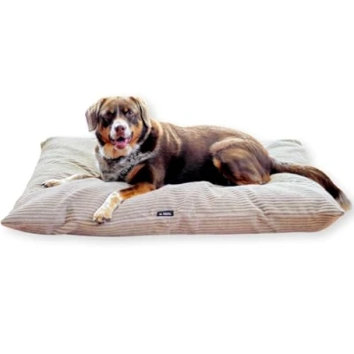 Bild av 4L Textil ZOE hundkudde, fluffigt snöre, hundsäng, medelstora hundar med överdrag och dragkedja, gosig tvättbar beige (Beige(Ränder),80x60 cm)
