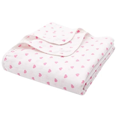 Bild av ZOLLNER Baby omlottfilt, 2 lager, 100 % bomullsmuslin, 120 x cm, hjärta