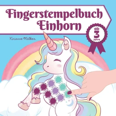Bild av Fingerstempelbuch Einhorn ab 3 Jahre: Mein erstes Fingermalbuch 2 4 Jahren Fingerstempeln für kleine Künstler Fingerstempel Spaß Mädchen Einhörner Bastelbuch und Kritzelbuch