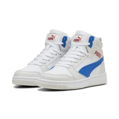 Bild av Puma Rebound V6 MID JR sneakers, vit levande blå fjäder grå, 3 UK, 35.5 EU