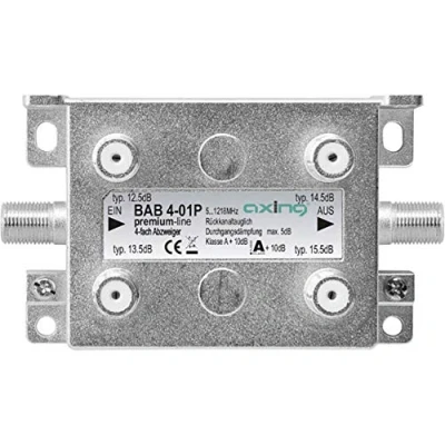 Bild av Axing BAB 4 01P delad kabel TV CATV multimedia DVB T2 klass A+, 10 dB, 5 1218 MHz metall