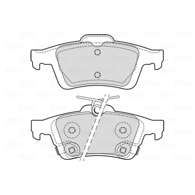 Bild av VALEO 601709 Jeu de plaquettes frein Essieu arrière contact signal d&#039;usure inclus sans kit vis fixation, avec tôle anti bruit