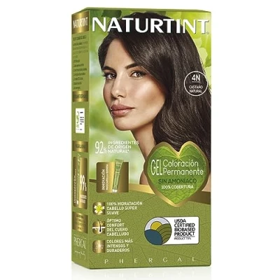 Bild av Naturtint Coloring 4N Natural Chestnut, Dye Without Ammonia, 00% Coverage of Canas and Hydration, Ingredients Vegetable Oils, No Parabens Silicones, Durable Color 70 ml, 4n.