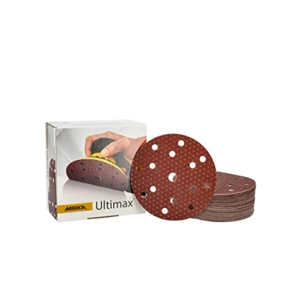Bild av Mirka Ultimax Ligno Ø 150 mm slipskivor kardborreband multifit/korn 120/100 stycken/multiperforering/för slipning av träytor